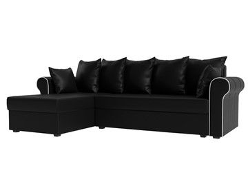 Угловой диван с оттоманкой Рейн, Черный/Белый (экокожа) в Брянске