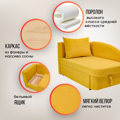 Мягкий диван левый Тедди желтый в Брянске - изображение 18