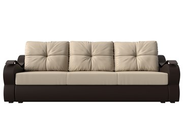 Прямой диван Меркурий еврокнижка, Бежевый/коричневый (экокожа) в Брянске - предосмотр 1