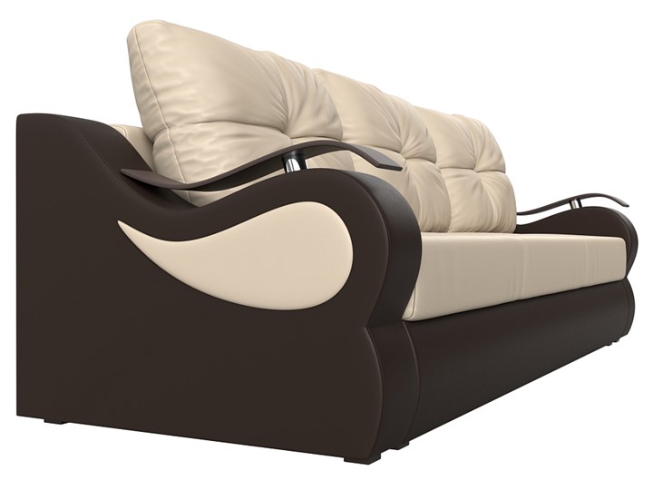 Прямой диван Меркурий еврокнижка, Бежевый/коричневый (экокожа) в Брянске - изображение 2