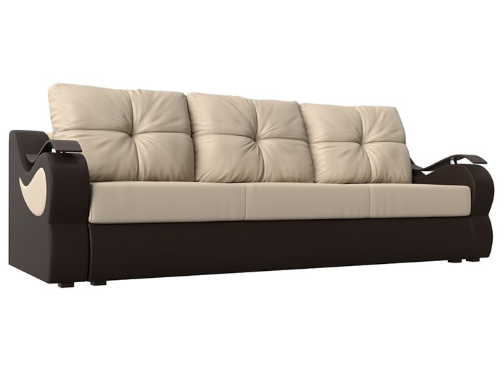 Прямой диван Меркурий еврокнижка, Бежевый/коричневый (экокожа) в Брянске - изображение 4