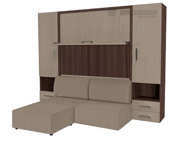 Шкаф-кровать трансформер Кровать-трансформер Smart (ШЛ+КД 1600+ШП+Пуф), 2 шкафа, без подлокотников в Брянске