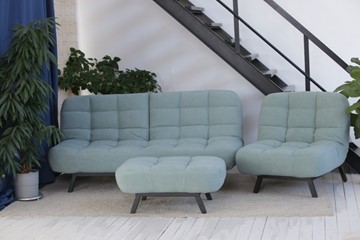 Комплект мебели Абри цвет мята кресло + диван + пуф опора металл в Брянске