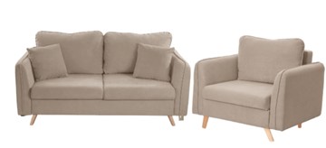 Комплект мебели Бертон бежевый диван+ кресло в Брянске