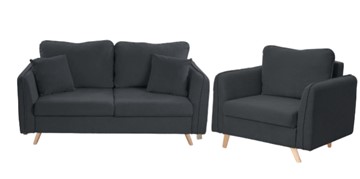 Комплект мебели Бертон графит диван+ кресло в Брянске - предосмотр