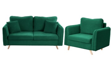 Комплект мебели Бертон изумрудный диван+ кресло в Брянске