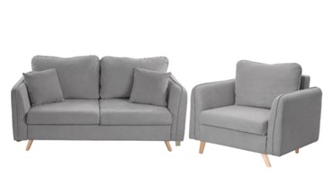 Комплект мебели Бертон серый диван+ кресло в Брянске