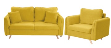 Комплект мебели Бертон желтый диван+ кресло в Брянске