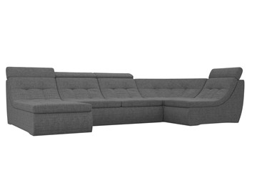 Модульный П-образный диван Холидей люкс, Серый (рогожка) в Брянске