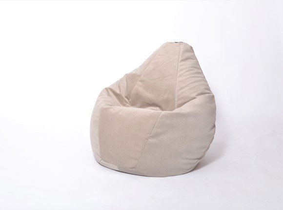 Кресло-мешок Груша среднее, велюр однотон, бежевое в Брянске - изображение