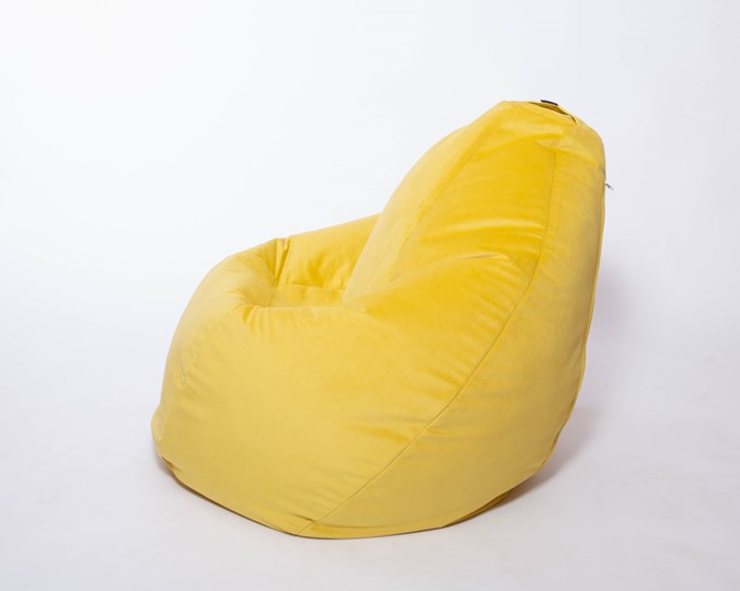 Кресло-мешок Груша малое, велюр однотон, лимонное в Брянске - изображение 1