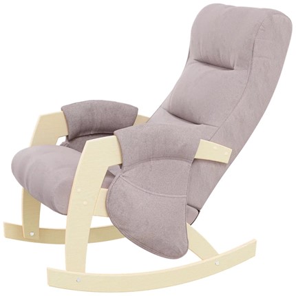 Кресло-качалка ЭЛИТ с карманами Джанни (каркас дуб, сиденье серо-розовое) в Брянске - изображение