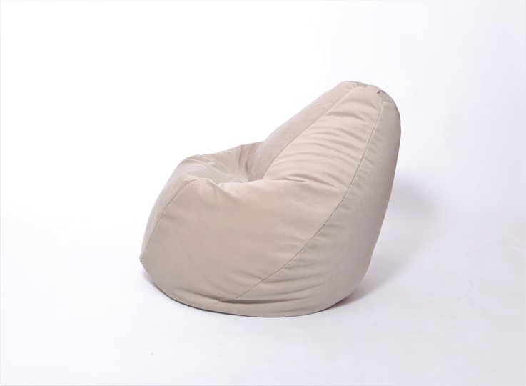 Кресло-мешок Груша среднее, велюр однотон, бежевое в Брянске - изображение 2