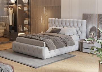 Двуспальная кровать Castello 160х200, Флок (Бентлей Светло-серый) в Брянске