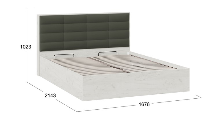 Кровать с подъемным механизмом Агата тип 1 (Дуб крафт белый, Велюр Серый) в Брянске - изображение 4