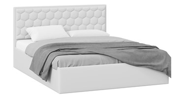 Кровать двуспальная с подъемным механизмом Порто (Экокожа белая Polo) с заглушиной в Брянске