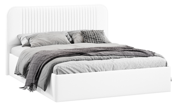 Спальная кровать с подъемным механизмом с заглушиной Тиффани тип 1 (Экокожа белая Polo) в Брянске