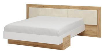 Кровать 2-спальная Тоскана 1600 с декором (Дуб крафт золотой/Белый поры глубокие) с основанием в Брянске