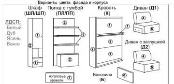 Кровать-трансформер Smart (ШЛ+К 1400), шкаф левый в Брянске - предосмотр 2