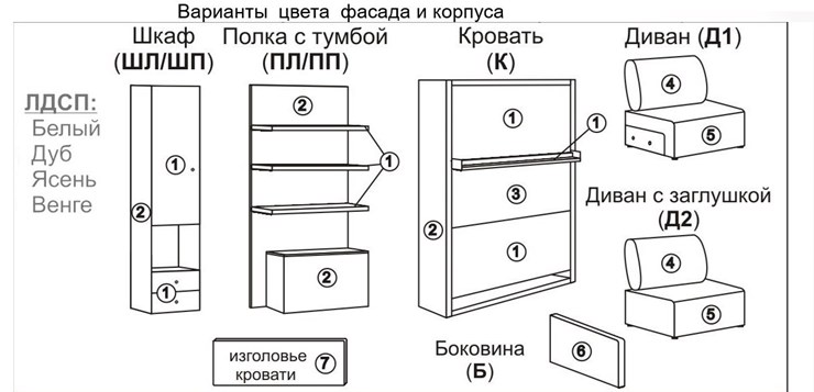 Кровать-трансформер Smart (ШЛ+К 1400), шкаф левый в Брянске - изображение 2