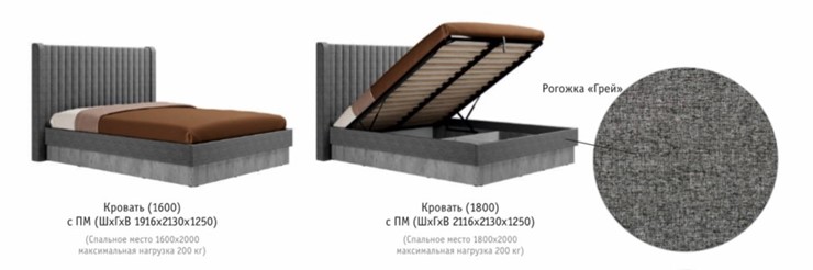 Кровать с механизмом двуспальная Бержер, 1800, Б 2.1.1 в Брянске - изображение 2