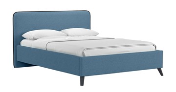 Кровать с подъемным механизмом Миа, 140 Bravo blue (светло-синий) / кант Лайт 10 Велюр (коричневый) + кроватное дно в Брянске