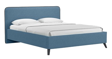 Кровать с подъемным механизмом Миа, 160 Bravo blue (светло-синий) / кант Лайт 10 Велюр (коричневый) + кроватное дно в Брянске