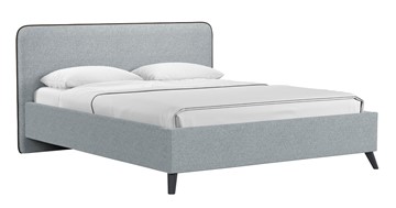 Кровать с механизмом двуспальная Миа, 160 Bravo grey (серый) / кант Лайт 10 Велюр (коричневый) + кроватное дно в Брянске
