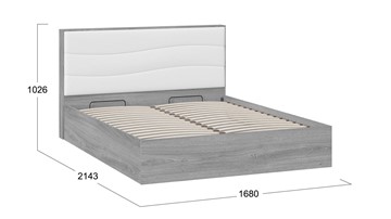 Двуспальная кровать с механизмом Миранда тип 1 (Дуб Гамильтон/Белый глянец) в Брянске - предосмотр 1