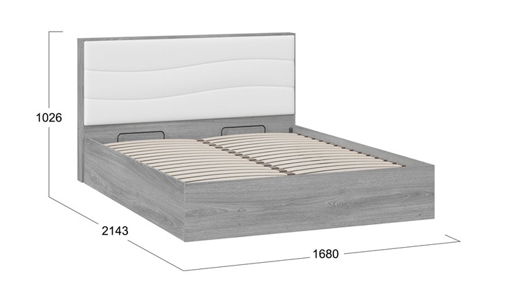 Двуспальная кровать с механизмом Миранда тип 1 (Дуб Гамильтон/Белый глянец) в Брянске - изображение 1
