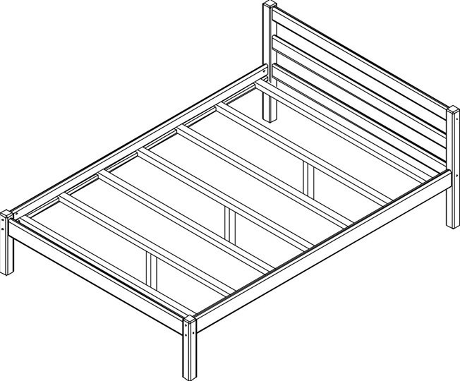 Кровать 1-спальная Рино с опорными брусками 120х200 массив сосны, без покрытия в Брянске - изображение 1