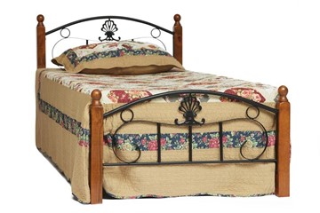 Односпальная кровать РУМБА (AT-203)/ RUMBA  дерево гевея/металл, 90*200 см (Single bed), красный дуб/черный в Брянске