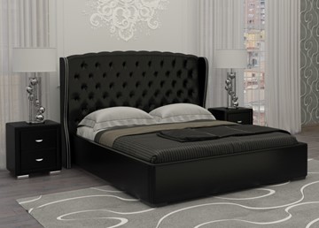 Кровать в спальню Dario Grace 140x200, Экокожа (Черный) в Брянске
