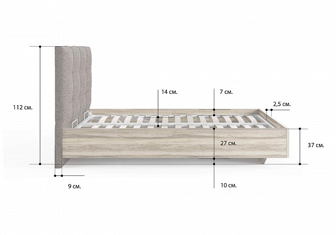 Кровать с подъемным механизмом Victoria (ясень ориноко) 180х190 в Брянске - изображение 1