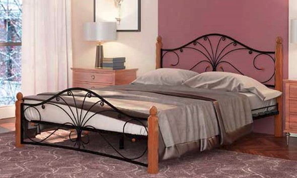 Спальная кровать Фортуна 1, 1200, черный/махагон в Брянске - изображение