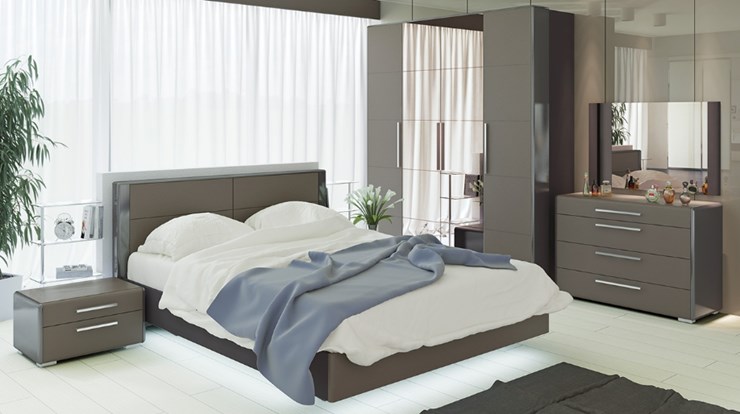 Спальный гарнитур Наоми №3, цвет Фон серый, Джут в Брянске - изображение