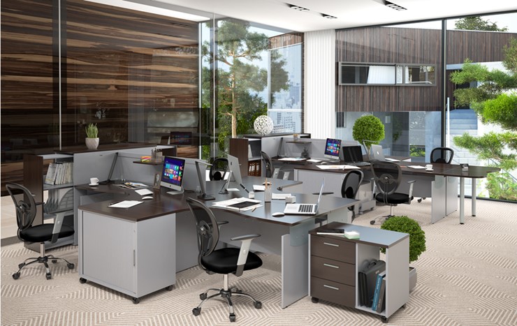 Офисный набор мебели OFFIX-NEW для двух сотрудников и руководителя в Брянске - изображение 1