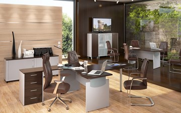Офисный набор мебели OFFIX-NEW для двух сотрудников и руководителя в Брянске - предосмотр