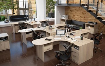 Офисный комплект мебели SIMPLE с эргономичными столами и тумбами в Брянске - предосмотр