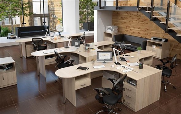 Офисный комплект мебели SIMPLE с эргономичными столами и тумбами в Брянске - изображение