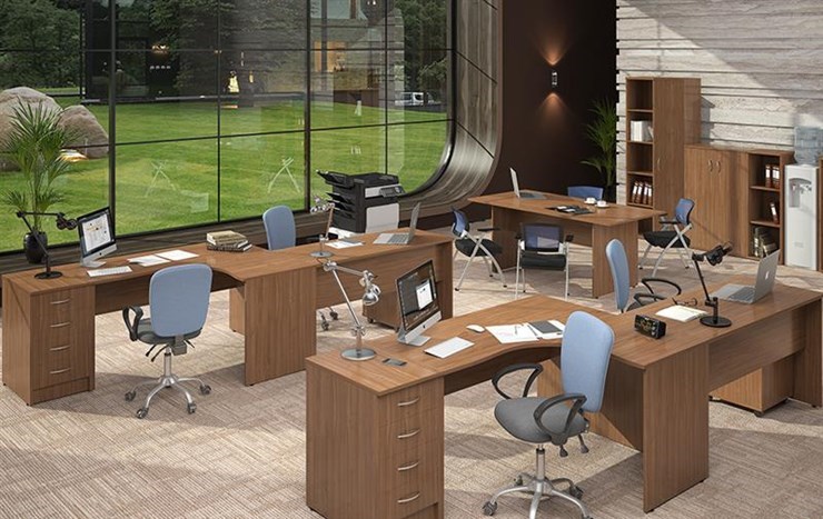 Комплект офисной мебели IMAGO три стола, 2 шкафа, стеллаж, тумба в Брянске - изображение