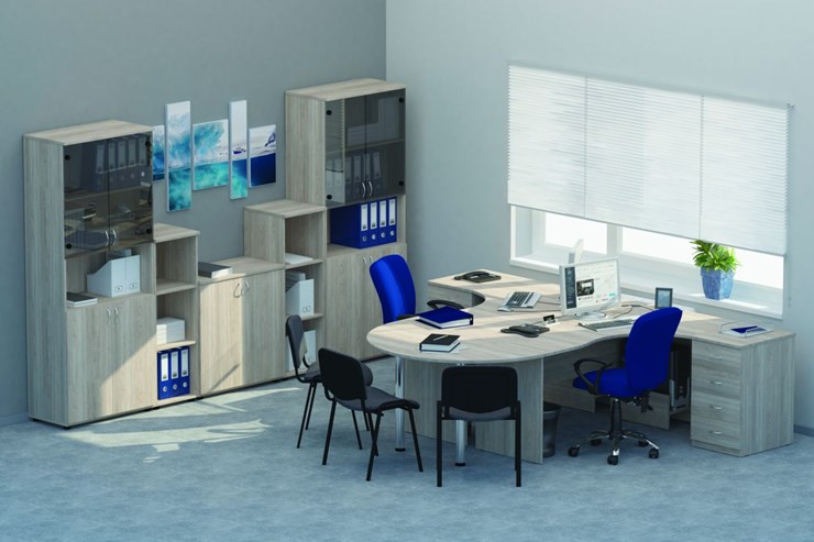 Офисный комплект мебели Twin для 2 сотрудников с совмещенными столами в Брянске - изображение