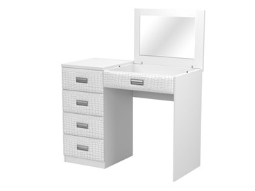 Столик косметический Como/Veda, с зеркалом, 4 ящика, левый, ЛДСП белый/кайман белый в Брянске