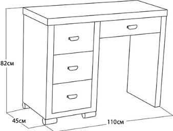 Косметический столик OrmaSoft 2, 4 ящика, левый, экокожа серая/белая в Брянске - изображение 1