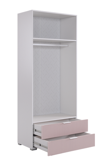 Шкаф двухдверный с ящиками Зефир 108.01 (белое дерево/пудра розовая (эмаль)) в Брянске - изображение 2
