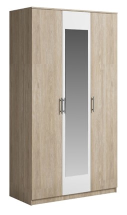 Шкаф 3 двери Светлана, с зеркалом, белый/дуб сонома в Брянске - изображение