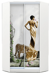 Шкаф 2300х1103, ХИТ У-23-4-77-03, Девушка с леопардом, белая в Брянске