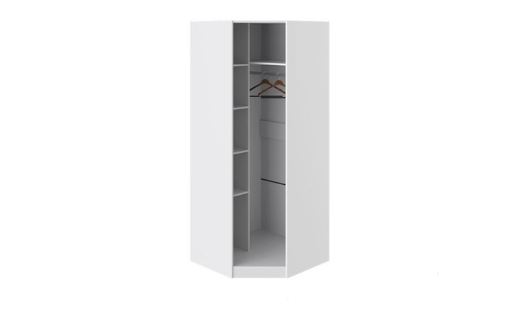 Распашной шкаф угловой Наоми с зеркальной правой дверью, цвет Белый глянец СМ-208.07.07 R в Брянске - изображение 1