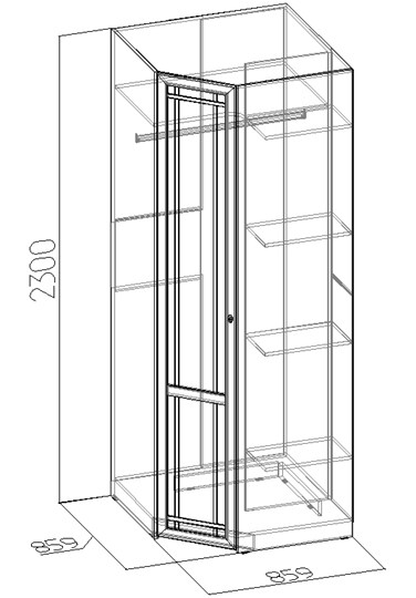 Распашной шкаф угловой Sherlock 63+ фасад стандарт, Дуб Сонома в Брянске - изображение 2
