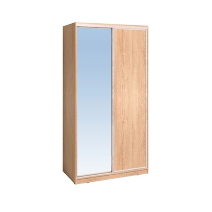 Шкаф 2-х створчатый 1200 Домашний Зеркало/ЛДСП, Дуб Сонома в Брянске - изображение